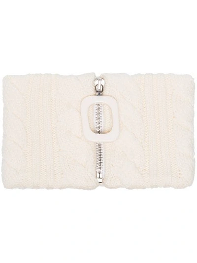 Shop Jw Anderson White Cable Knit Wool Neckband