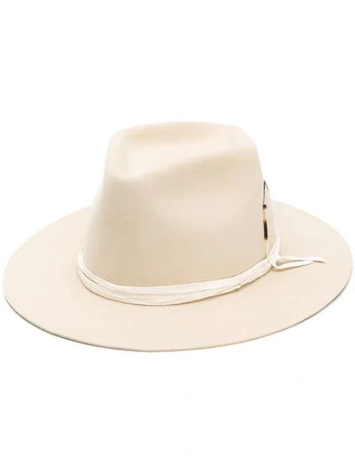 Shop Nick Fouquet Lace Up Detailed Hat - Neutrals