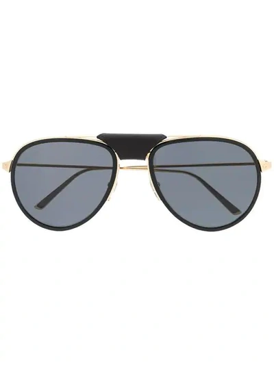 Shop Cartier Santos De  Pilot-frame Sunglasses In Black