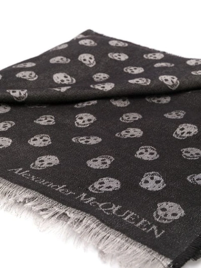 Shop Alexander Mcqueen Skull Embroidered Scarf In Black