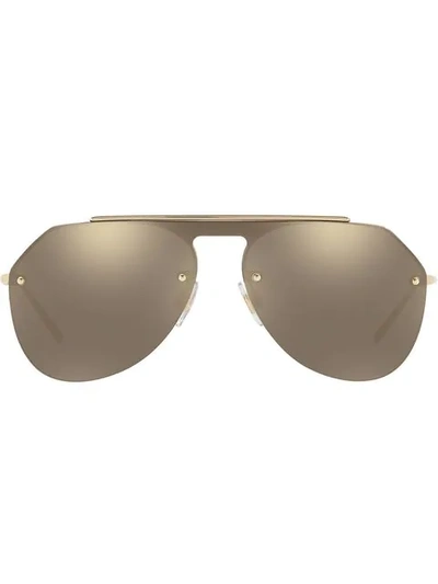 Shop Dolce & Gabbana Mirrored Aviator Sunglasses In Gold