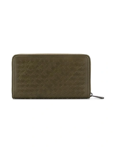 Shop Bottega Veneta Intrecciato Zip Around Wallet In Green