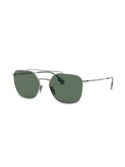 Shop Burberry Eyewear Square Frame Aviator Sunglasses In Metallic