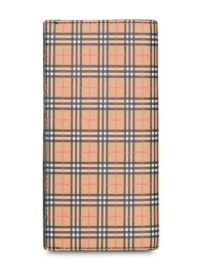 BURBERRY SMALL SCALE CHECK AND LEATHER CONTINENTAL WALLET - 黑色