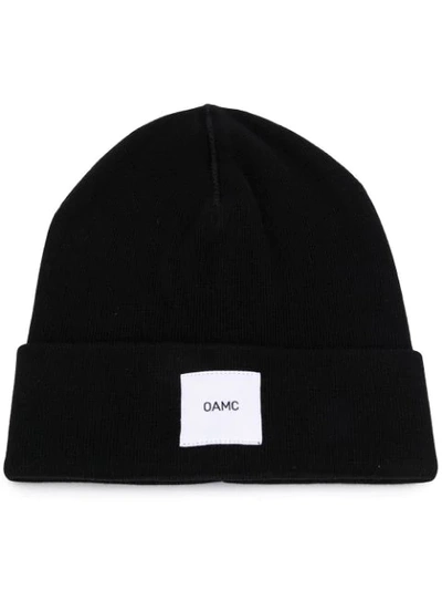 Shop Oamc Watch Logo Patch Beanie In Black