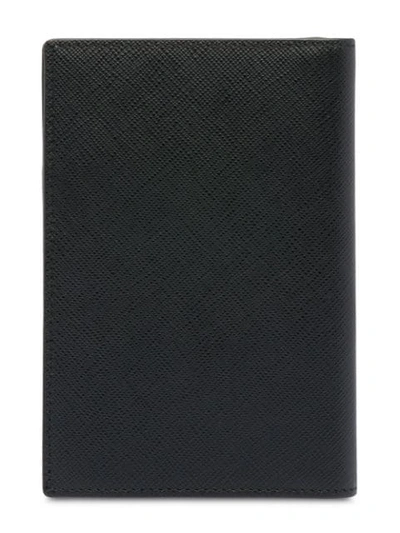 Prada Saffiano Leather Passport Holder In Black