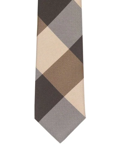 Shop Burberry Modern Cut Oversized Check Tie In Neutrals