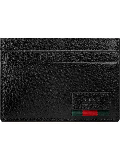 Shop Gucci Leather Money Clip With Web In Black