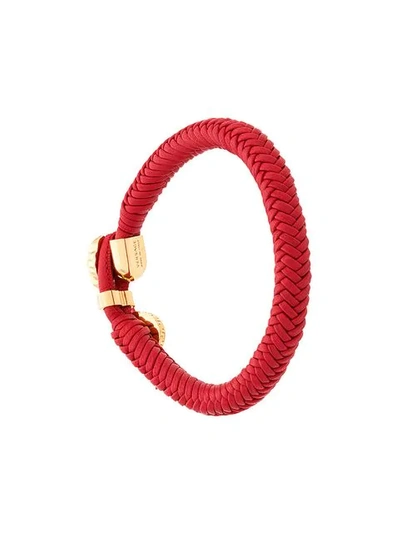 Shop Versace Woven Medusa Bracelet In D61oh Rosso/oro Caldo