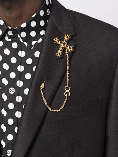 Shop Dolce & Gabbana Cross Pin Brooch In Gold