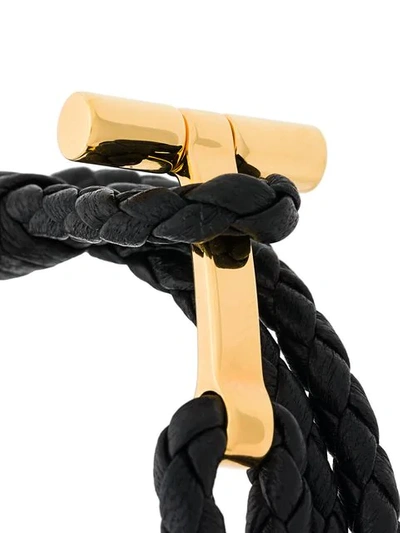 Shop Tom Ford T-buckle Woven Design Bracelet In Black