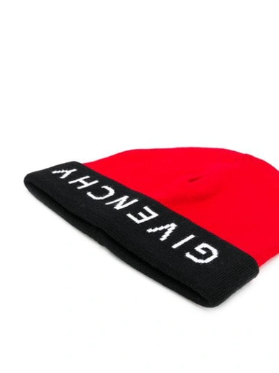 Shop Givenchy Logo Beanie Hat In Red