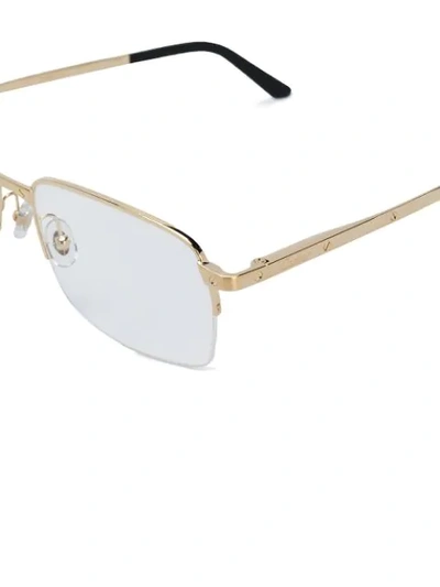 Shop Cartier Santos De  Glasses In Gold