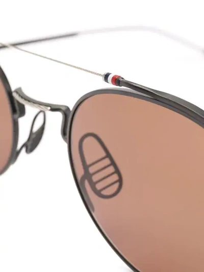 THOM BROWNE EYEWEAR 黑铁与银色太阳镜 - 黑色