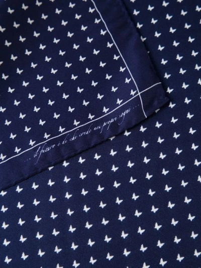Shop Fefè Glamour Pochette Butterfly Print Pocket Square Handkerchief In Blue