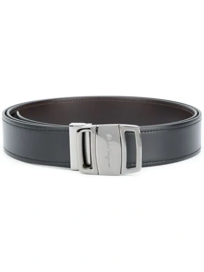 Shop Ferragamo Salvatore  Embossed Buckle Belt - Black