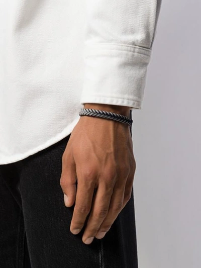 Shop Tod's Woven Bracelet In Grey