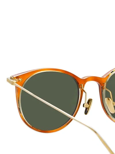 Shop Linda Farrow Oval Frame Sunglasses In Brown
