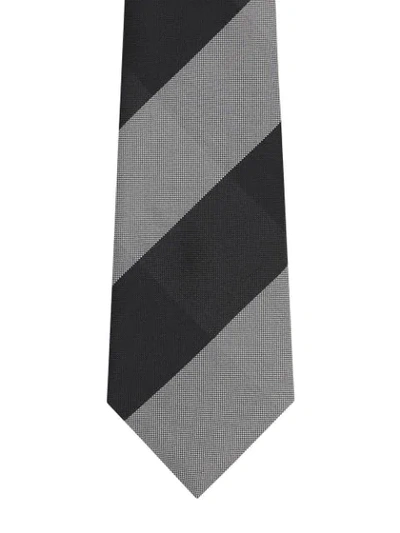 Shop Burberry Modern Cut Oversized Check Silk Tie In Grey