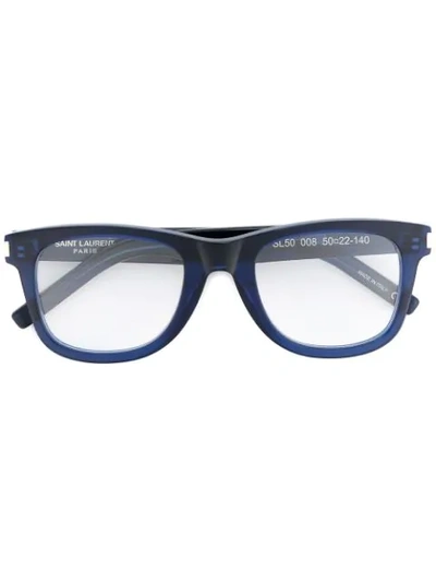 Shop Saint Laurent Eyewear Square Frame Optical Glasses - Blue