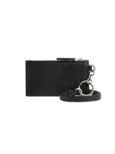 Shop Gucci Stripe Leather Card Case In Black