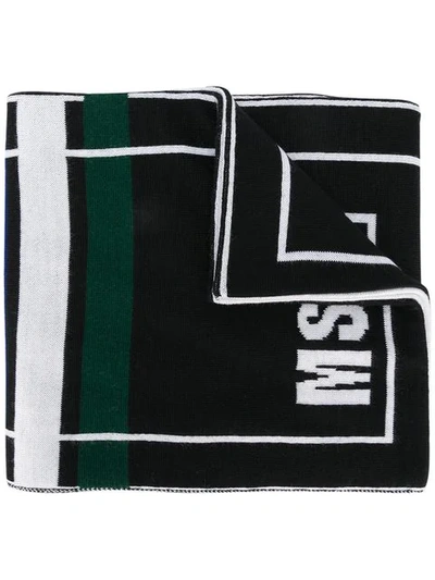 Shop Msgm Logo Knit Scarf In Black
