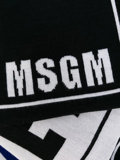 Shop Msgm Logo Knit Scarf In Black