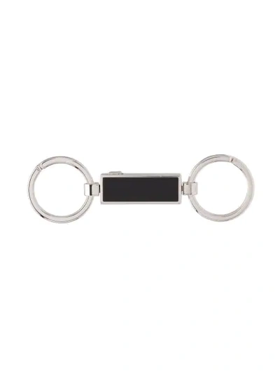 Shop Prada Logo Keychain In Black