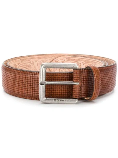 Shop Etro Woven Belt In Brown