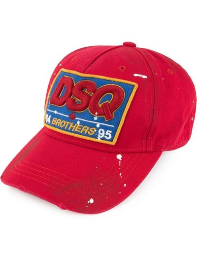 Shop Dsquared2 Dsq Logo Patch Baseball Cap In Red
