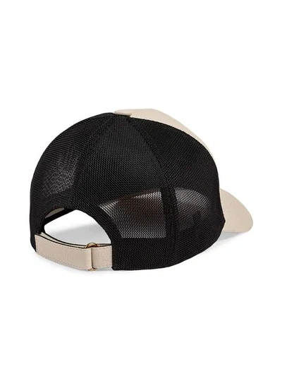 Shop Gucci Logo-print Leather Baseball Cap In Neutrals