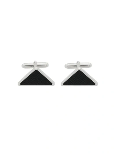 Shop Prada Triangle Cufflinks In Silver