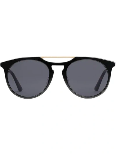 Shop Gucci Round-frame Acetate Sunglasses In Black