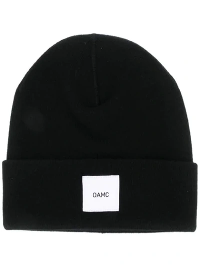 Shop Oamc Logo Patch Beanie - Black
