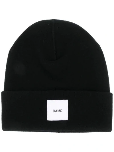 Oamc Black Fine-knit Wool Beanie In Black