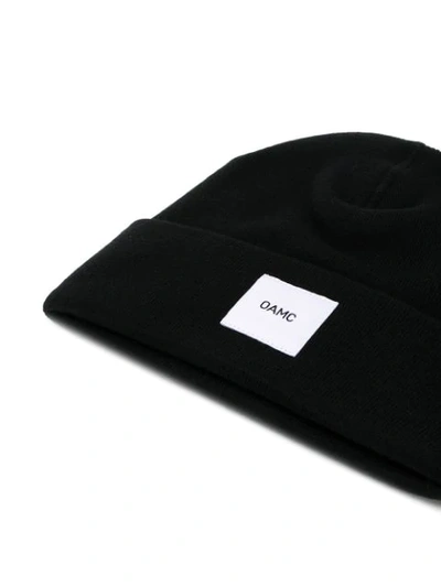 Oamc Black Fine-knit Wool Beanie In Black