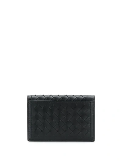 Shop Bottega Veneta Intrecciato Woven Cardholder Wallet In Black