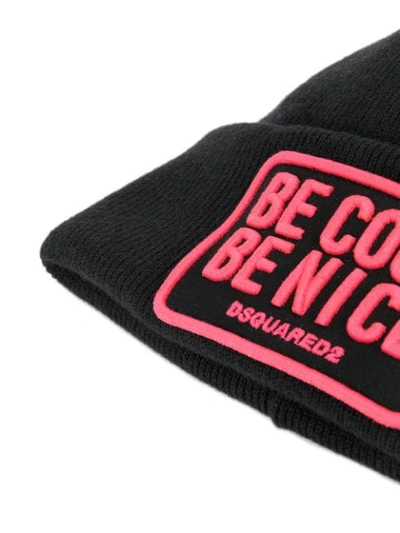 Shop Dsquared2 Be Cool Be Nice Beanie Hat - Black