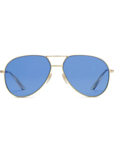 Shop Gucci Aviator Frame Sunglasses In Blue