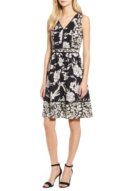 Shop Karl Lagerfeld Floral Mix Print Sleeveless Dress In Black Multi