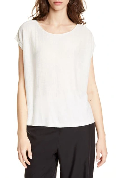 Shop Eileen Fisher Organic Linen Boxy Top In Soft White