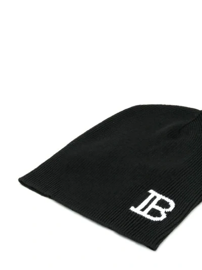 Shop Balmain Intarsia Logo Beanie In Black