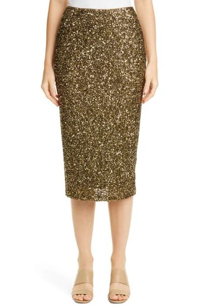 Shop Lafayette 148 Casey Sequin Midi Skirt In Heritage Gold