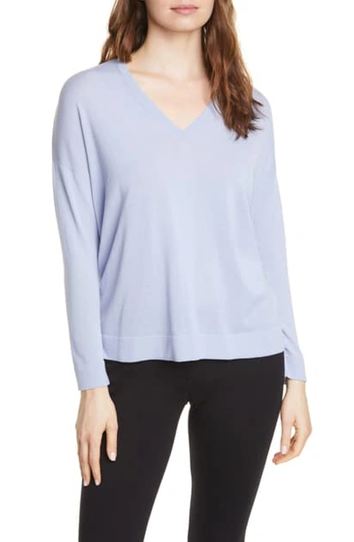 Shop Eileen Fisher V-neck Tunic Sweater In Hyacinth