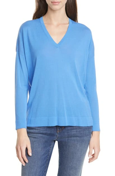 Shop Eileen Fisher V-neck Tunic Sweater In Horizon