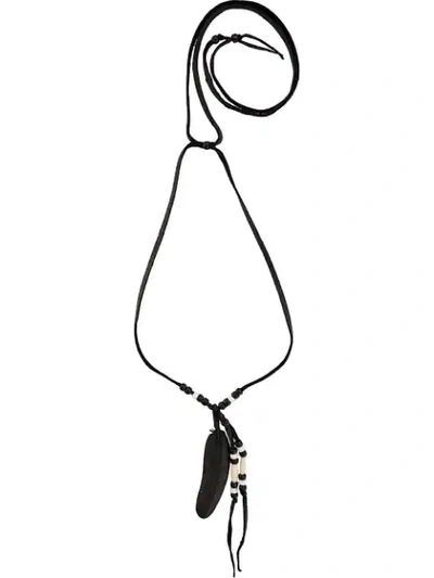 Shop Takahiromiyashita The Soloist Bead Embellished Pendant Necklace - Black
