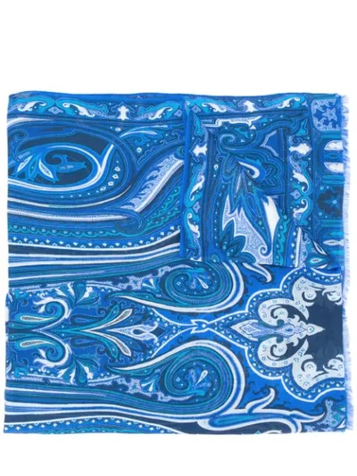 Shop Etro Paisley Scarf In Blue
