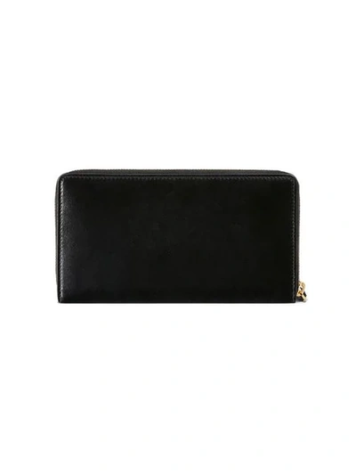 Shop Gucci Leather Zip Around Wallet With  Logo In Black