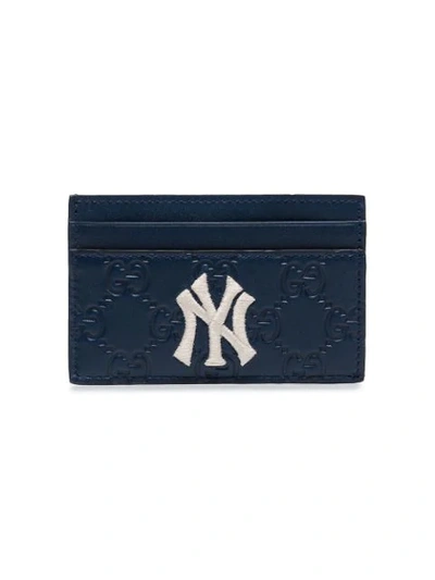 Shop Gucci Blue Ny Yankees Patch Cardholder