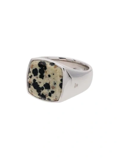 Shop Tom Wood Cushion Leopard Jasper Signet Ring In Silver
